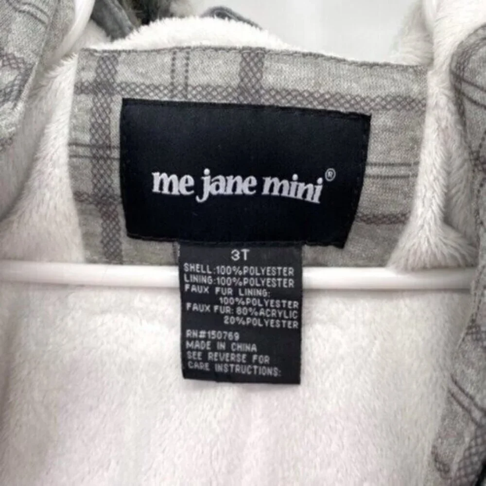 Me Jane Mini Grey Plaid Toggle Pea Coat
